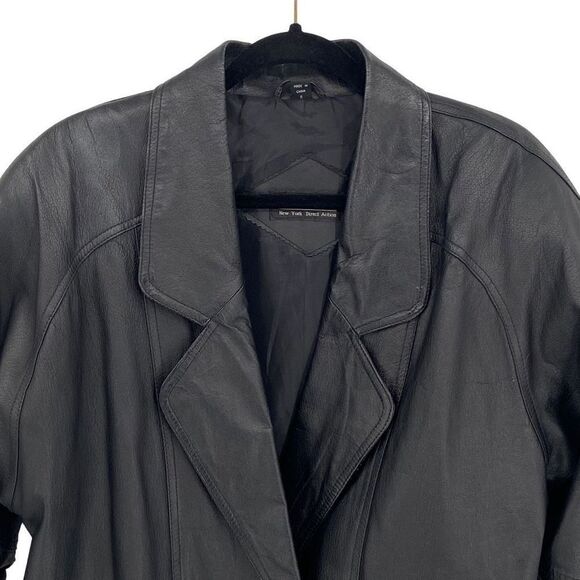 N.Y.D.A. New York Direct Action Vintage Y2K 100% Leather Coat Black Small - Picture 3 of 12